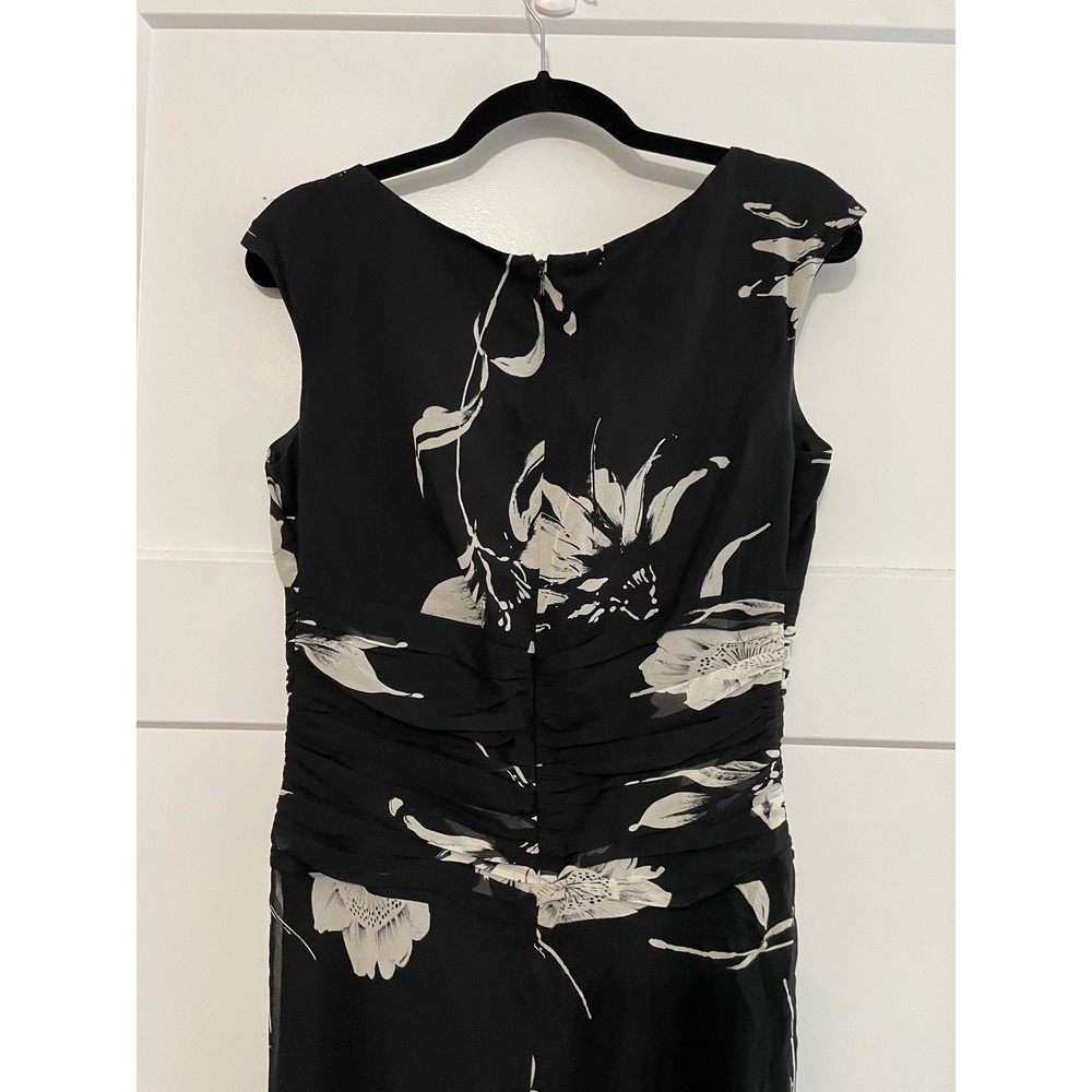 Silk Jones New York Black Floral Ruched Midi Dress Y2K - Picture 3 of 8